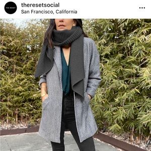 THE RESET r label sweater scarf in charcoal grey